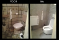 Toilet met voor en na resultaat